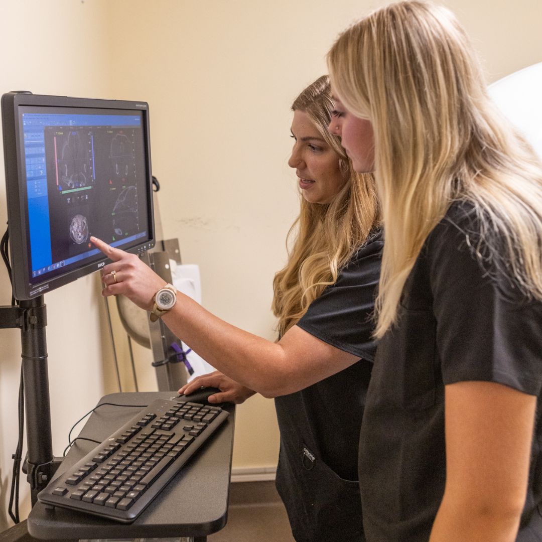 Women examining medical scans Women examining medical scans